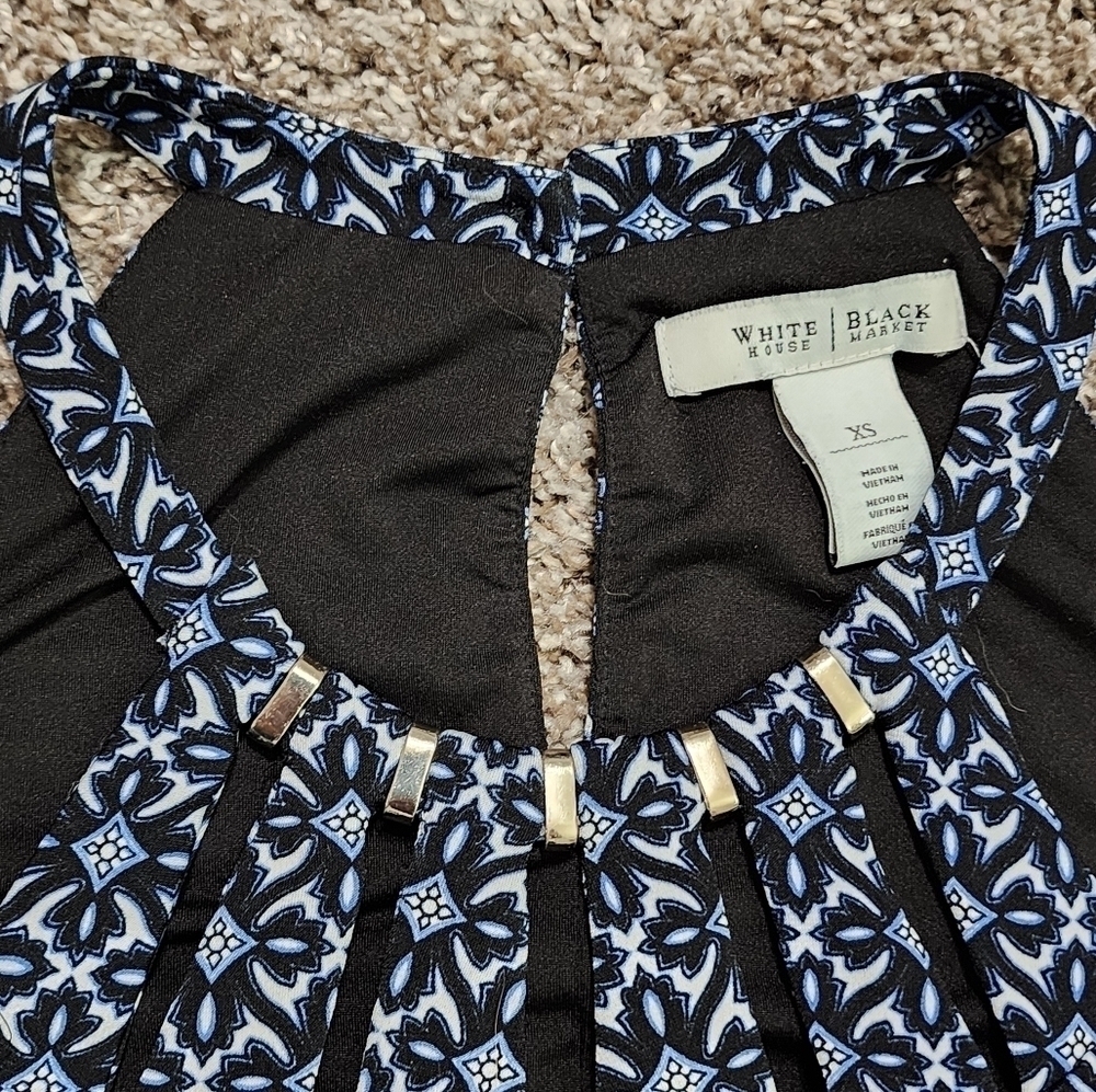 White House Black Market blue Spring Summer halter tank XS like new. - Picture 3 of 11
